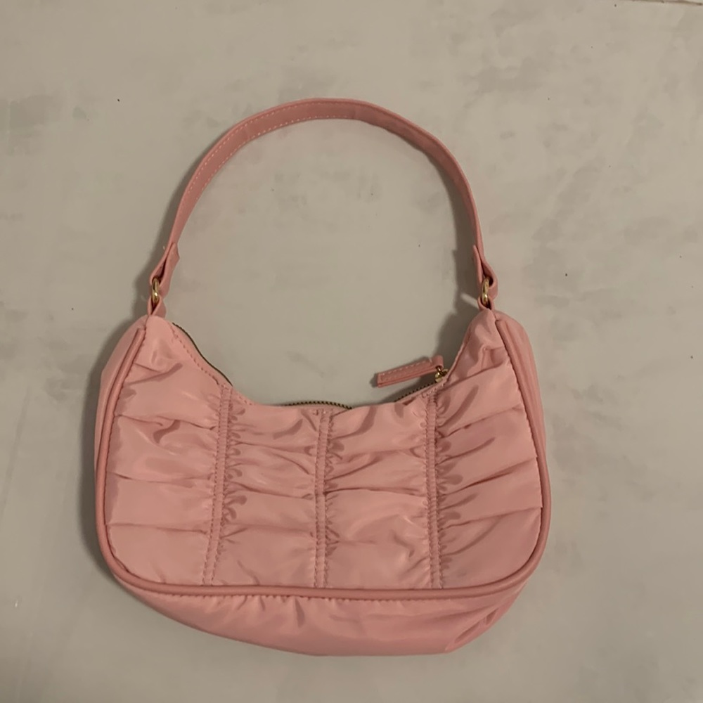 Pink ruffle shoulder bag